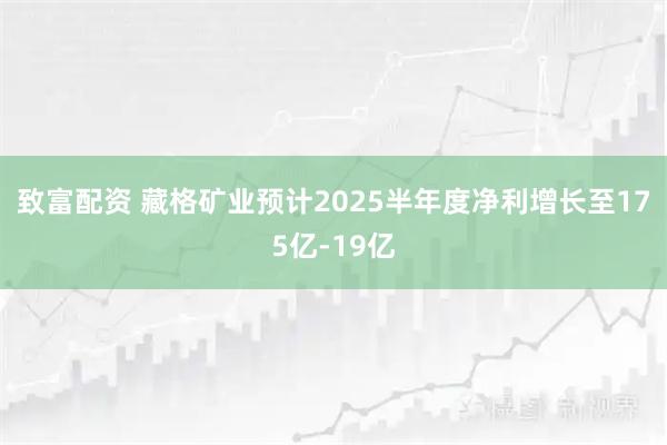 致富配资 藏格矿业预计2025半年度净利增长至175亿-19亿