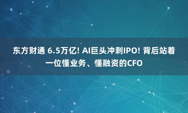 东方财通 6.5万亿! AI巨头冲刺IPO! 背后站着一位懂业务、懂融资的CFO